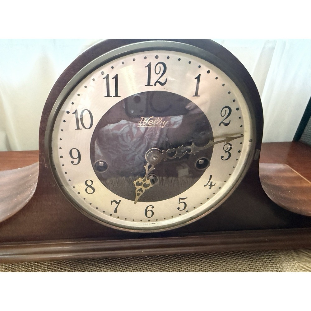 Vintage Elgin Welby Mahogany Humpback Franz Hermle Art Deco Mantle Clock Germany - Picture 16 of 16